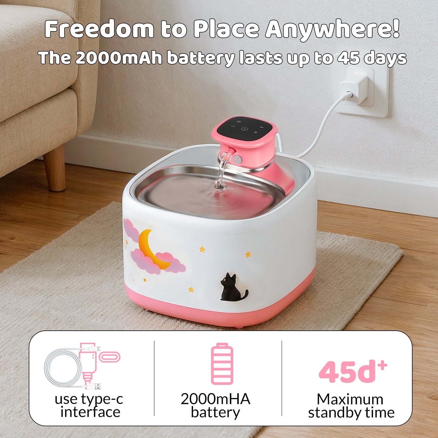 Moonlight Wireless Smart Water Fountain Battery Pack