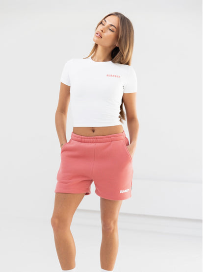 Cloud Print Baby Tee - White & Sunrise Coral