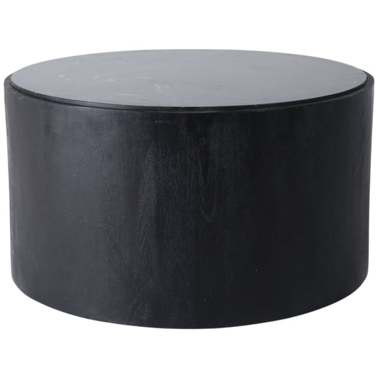 Marble Inlay Round Coffee Table, Black