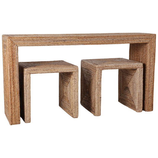 Woven Console w/Two Side Tables, Natural